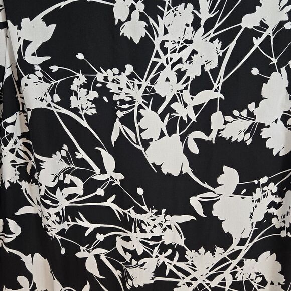 Worthington Womens Dress Black White Floral Lace Up Flutter Sleeve Flowy Large - Picture 3 of 10